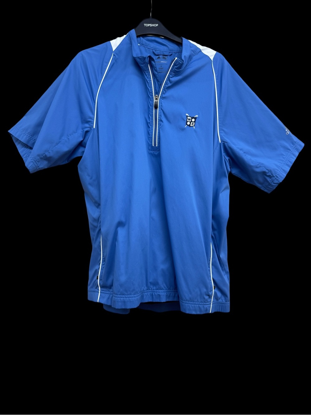 Adidas Old Warson Men's Blue Short-Sleeve Half-Zip Athletic Golf Wind Jersey